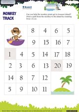 UKG Math Worksheet - Monkey Track